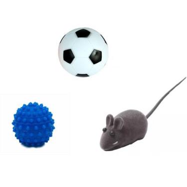 Imagem de Brinquedo Pet Gato ou Cachorro kit 3 (2 bolas 1 Rato) - Equilíbrio Pet