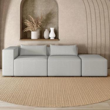 Imagem de Sofá 4 Lugares 323cm com Puff Direito Fay Bouclê Cinza Z55 - Mpozenato