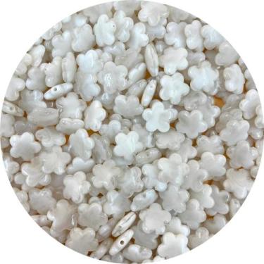 Imagem de Miçanga Passante Flor 14mm Branca Perolizada 30pçs 18g Biju - Macall