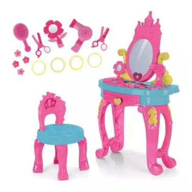 Imagem de Penteadeira Infantil Princesas Com Acessórios Brinquedo Rosa - Homepla