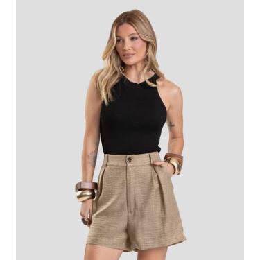 Imagem de Shorts Feminino em Tecido Dianna Marrom, GG, Marrom