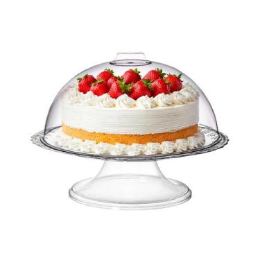 Imagem de Kit Boleira C/Pedestal 32Cm Tampa Acrílica Elegância Cristal - Tt