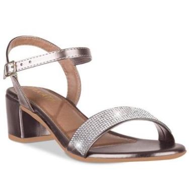 Imagem de Sandalia Feminina Salto Baixo Bloco Grosso Casual Confortavel Moda Metalizada Brilho Strass-Feminino