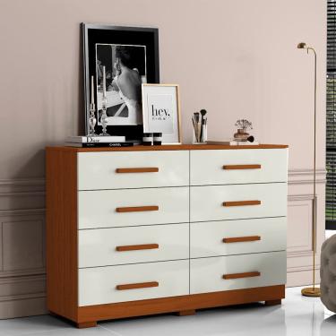Imagem de Cômoda Sapateira 2014148 com 8 Gavetas Cinamomo Off White Aramóveis