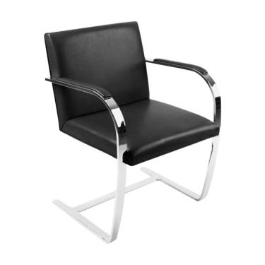 Imagem de Cadeira Brno Escritório Couro Sintético Preto Barra Chata Cromada