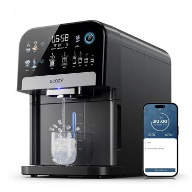 Imagem de Máquina de Gelo Nugget Ecozy IM-ND481B 15 kg/24h 2-em-1 Dispenser de Gelo e Água Controle App Autolimpeza 115V