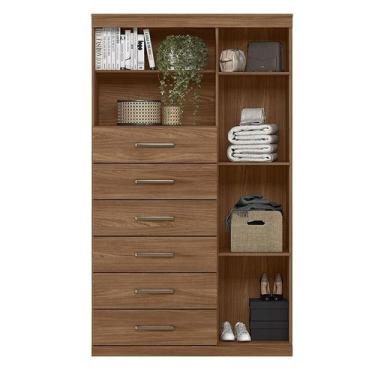 Imagem de Comoda 1 porta 6 gavetas Marabá Jatobá Acetinado - Santos Andirá - San