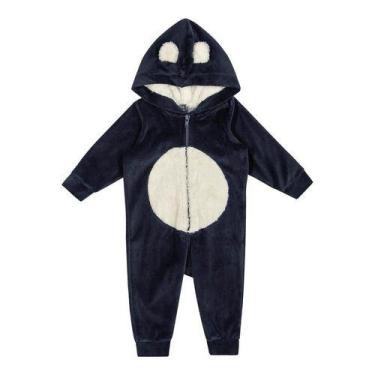 Imagem de Macacão Infantil Fantasia Parmalat Bebê Urso Panda, Azul, Marinho, G -