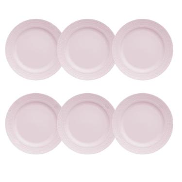 Imagem de Kit 06 Prato Raso Rosa Fractal Chevron Germer Porcelanas