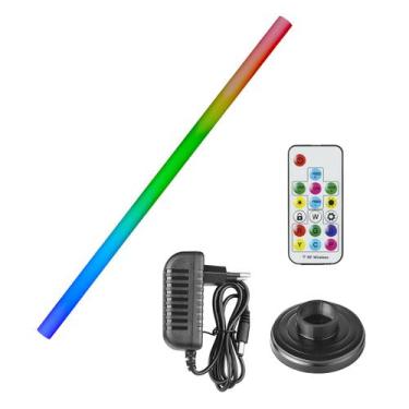 Imagem de Tubo De Led Rgb 100cm 41mm Com Fonte E Base Para Festas Cenários Event