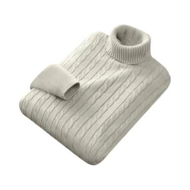 Imagem de Suéter Masculino De Tricô Gola Alta Leve E Quente Para Outono/Inverno,