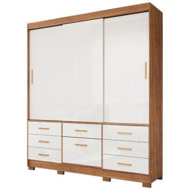 Imagem de Guarda Roupa Lais 3 Portas de Correr 7 Gavetas MDF - Panan, Cinamomo O