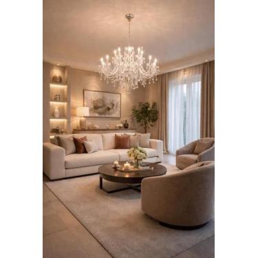 Imagem de Lustre De Cristal Luminária Luxuoso Transparente 18 Braços - LUXOR STO