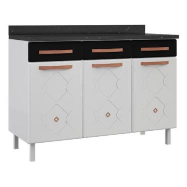 Imagem de Balcão de Cozinha Mirage New Aço 3 Portas e 3 Gavetas c/Tampo 120cm Br