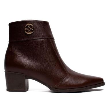 Imagem de Bota Feminina Pegada Couro Salto Bloco Marrom, Marrom, 36