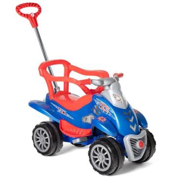 Imagem de Carrinho Passeio Pedal Calesita Cross Legacy Azul 2 em 1 com Empurrado