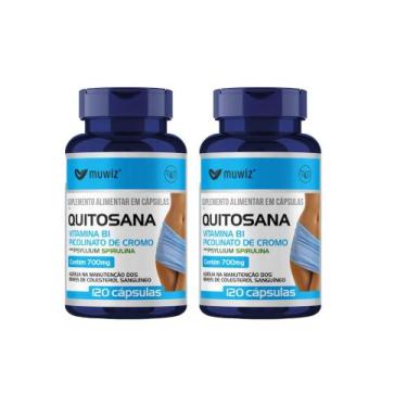 Imagem de Kit 2x Quitosana Psyllium + Spirulina 2x120 Cápsulas Muwiz, Sem sabor