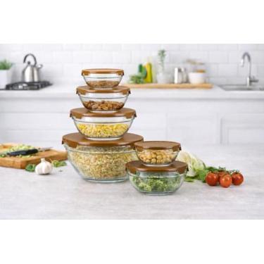 Imagem de Conjunto de Potes de Vidro com Tampa Hermética  Kit 5 Peças para Organ