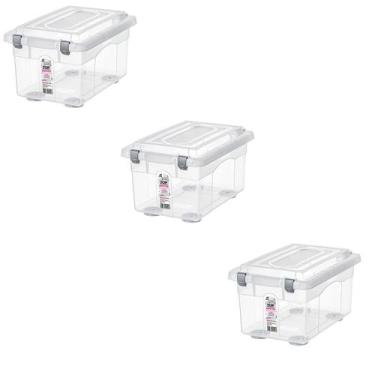 Imagem de Kit 3 Caixa Organizadora 4,3L Plástico Sanremo com 4 grampo de fechame