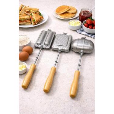 Imagem de Kit 3 Sanduicheiras Alumínio: Misto, Pão Francês e Crepeira - Michelon