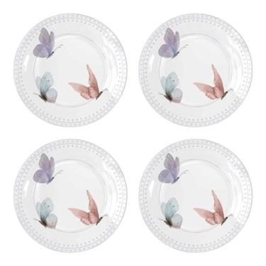Imagem de Kit Pratos Rasos Melamina 28cm Jantar Mesa Posta Romântica - Florarte