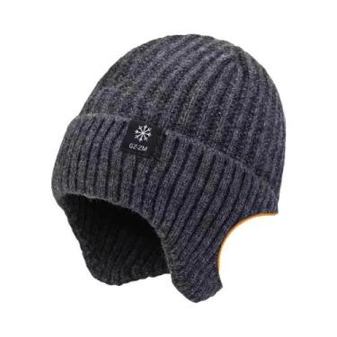 Imagem de Boné Masculino De Inverno Em Tricô Com Forro De Pele Sintética, Quente