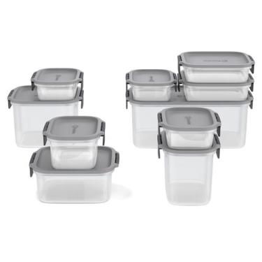 Imagem de Potes Herméticos de Plástico Electrolux Cinza 10 Unidades Empilháveis Modulares