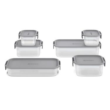 Imagem de Potes Herméticos de Plástico Electrolux Cinza 6 Unidades Empilháveis Modulares