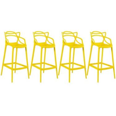 Imagem de Kit 4 Banquetas Laráz Master Allegra 76 cm - Amarelo - Laraz