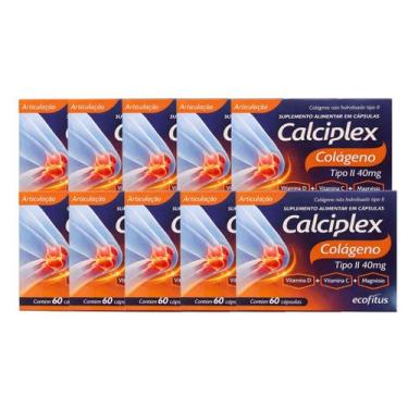 Imagem de Kit 10 Calciplex Colágeno Tipo II 40mg Ecofitus 60 Cápsulas, Sem sabor