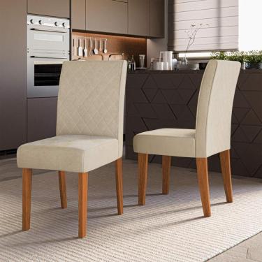 Imagem de Kit 2 Cadeiras De Jantar Estofadas Multimóveis Cr50254 Cinamomo-bege