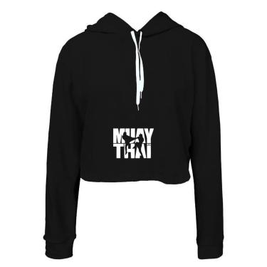 Imagem de Moletom Feminino Cropped Capuz Frio Muay Thai Moderno Casual-Feminino