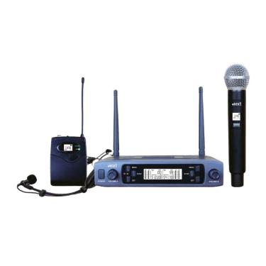 Imagem de Microfone sem Fio 527Mbp com Headset e Lapela UHF 100 Canais Alcance Até 100 Metros Gru...