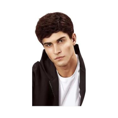 Imagem de Peruca Sintética Preta Masculina Curta Para Homens - Peruca Completa P