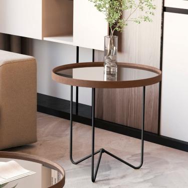 Imagem de Mesa Lateral Redonda Espelhada Alamanda JB Moveis