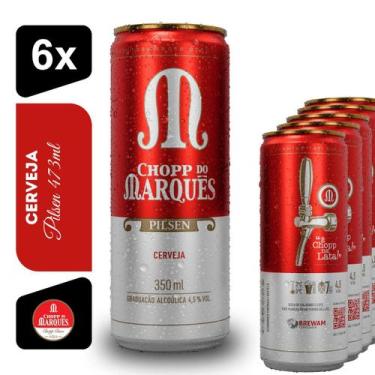 Imagem de Cerveja Chopp do Marquês Pilsen 350ml Kit 6 unidades