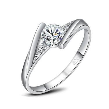 Imagem de Anel de Prata 925 com Zircônia - Anel Vintage Feminino para Noivado e 