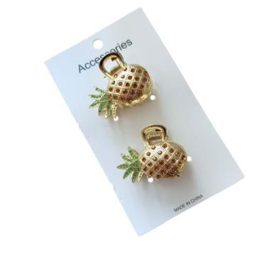 Imagem de Kit Presilhas de Frutas com Strass  2 Unidades - - Pistache Acessórios
