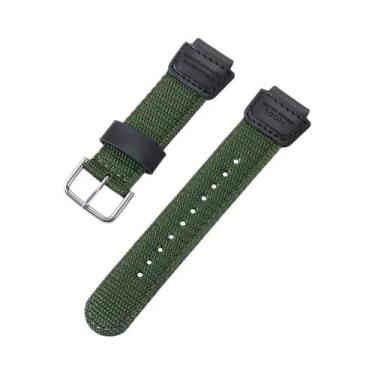 Imagem de Pulseira De Relógio De Nylon Preta E Verde De 18mm Para Casio G-SHOCK 