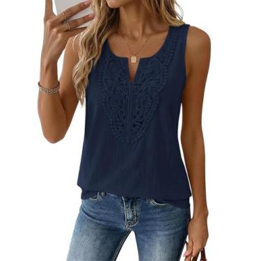 Imagem de Camiseta regata Yousify de algodão e linho com decote em V sem mangas 