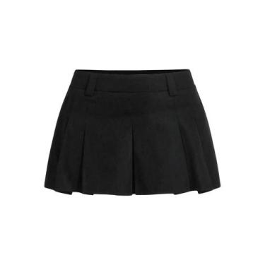Imagem de Saia SweatyRocks de cintura baixa plissada Mini A Line com babados pre