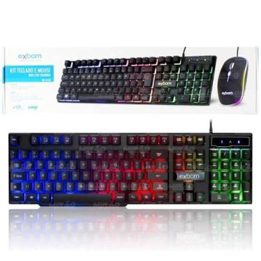 Imagem de Kit Mouse e Teclado com Fio USB com LED RGB ABNT II-Padrão Brasileira-
