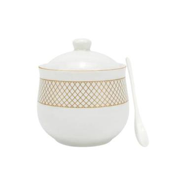 Imagem de Açucareiro porcelana regal borda dourada 300ml hauskraft