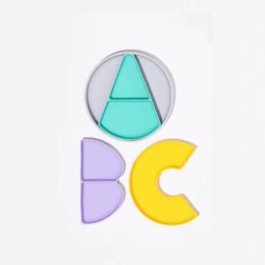 Imagem de Prato Refeição Infantil Silicone com Divisórias ABC Removivéis- Petit 