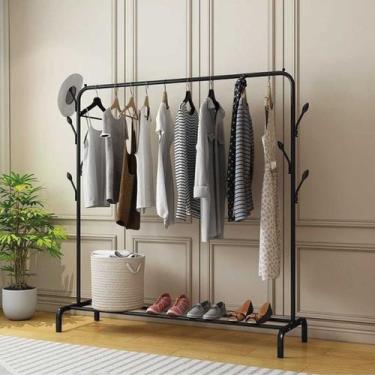 Imagem de Arara Closet Cabideiro Com 1 Prateleira De Aço 110cm X150cm Expositor 