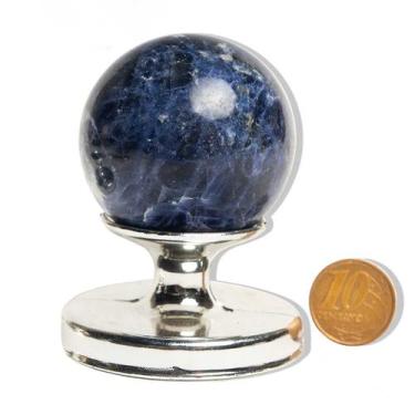 Imagem de Esfera Sodalita Azul Natural 4 a 5cm Média 150g Tipo A - CristaisdeCur