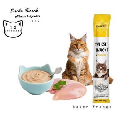 Imagem de 12 Saches 15g Petisco Snacks Patê Rico em Proteinas p/ Gatos - Adultos
