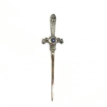 Imagem de Punhal metal Prata Envelhecida Pedra Azul 15 Cm - Lua Mistica