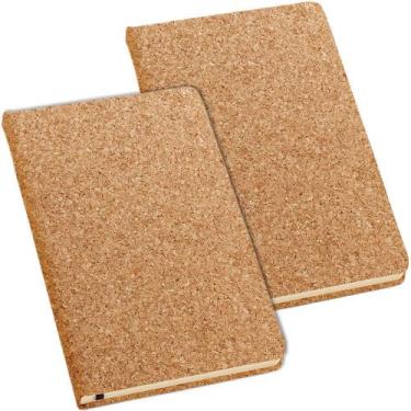 Imagem de Kit 2x Caderneta Capa Cortiça 9x14cm 80 Folhas Sem Pauta - TopGet