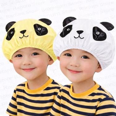 Imagem de Kit 2 Toucas de Banho Infantil com Cheirinho  PVC Reutilizável Panda -